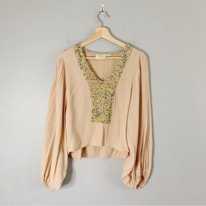 Madewell Tiered Tunic Silk Blouse Top Shirt Folkcraft Floral